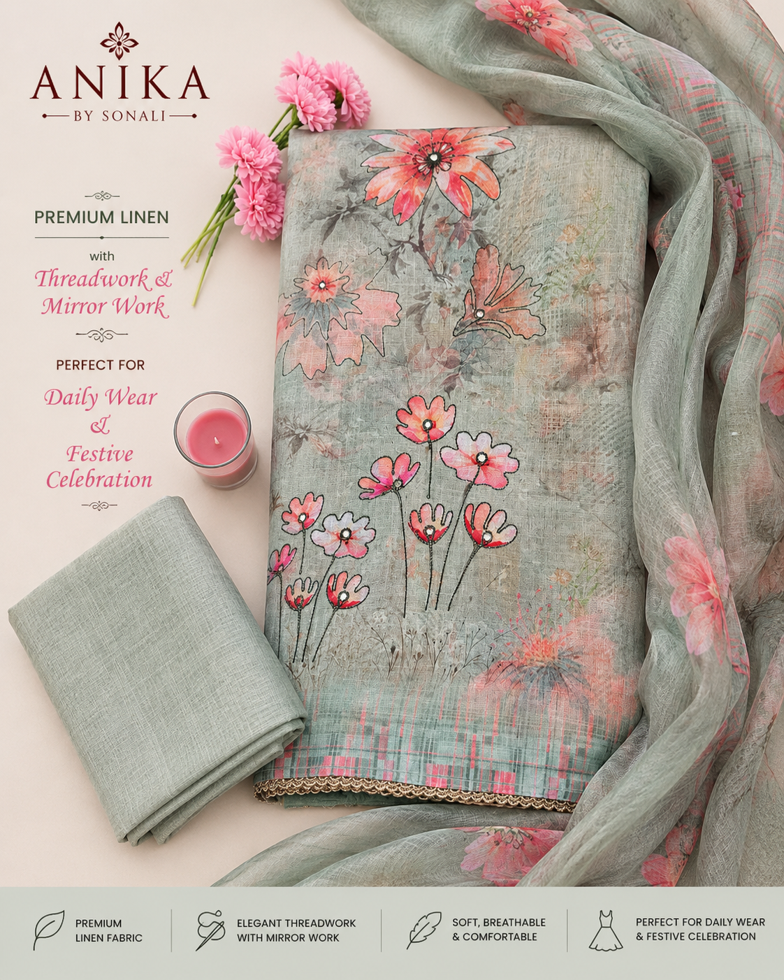 Pure Linen Kurta Set