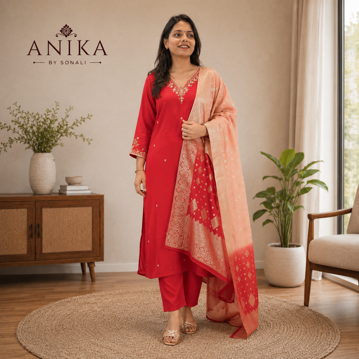 Dola Silk with handwork Kurta Set