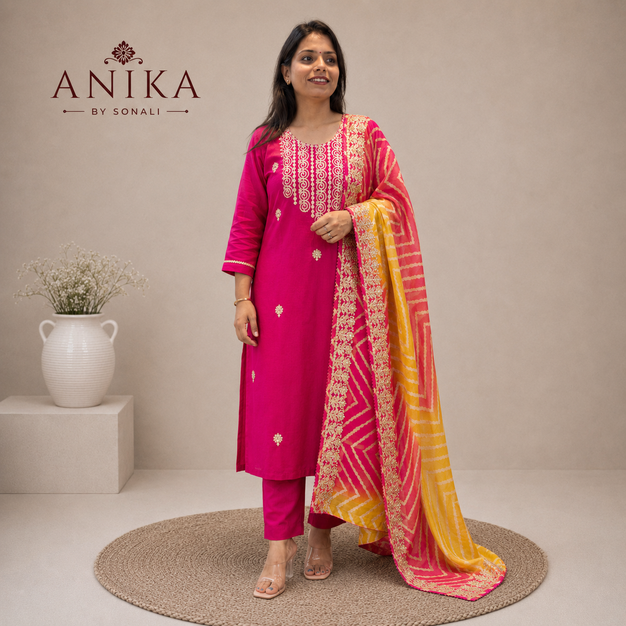 Kota Doriya Kurta Set with gotta Patti detailing