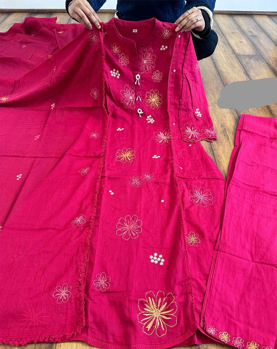 Mal Cotton Thread Work Kurta set