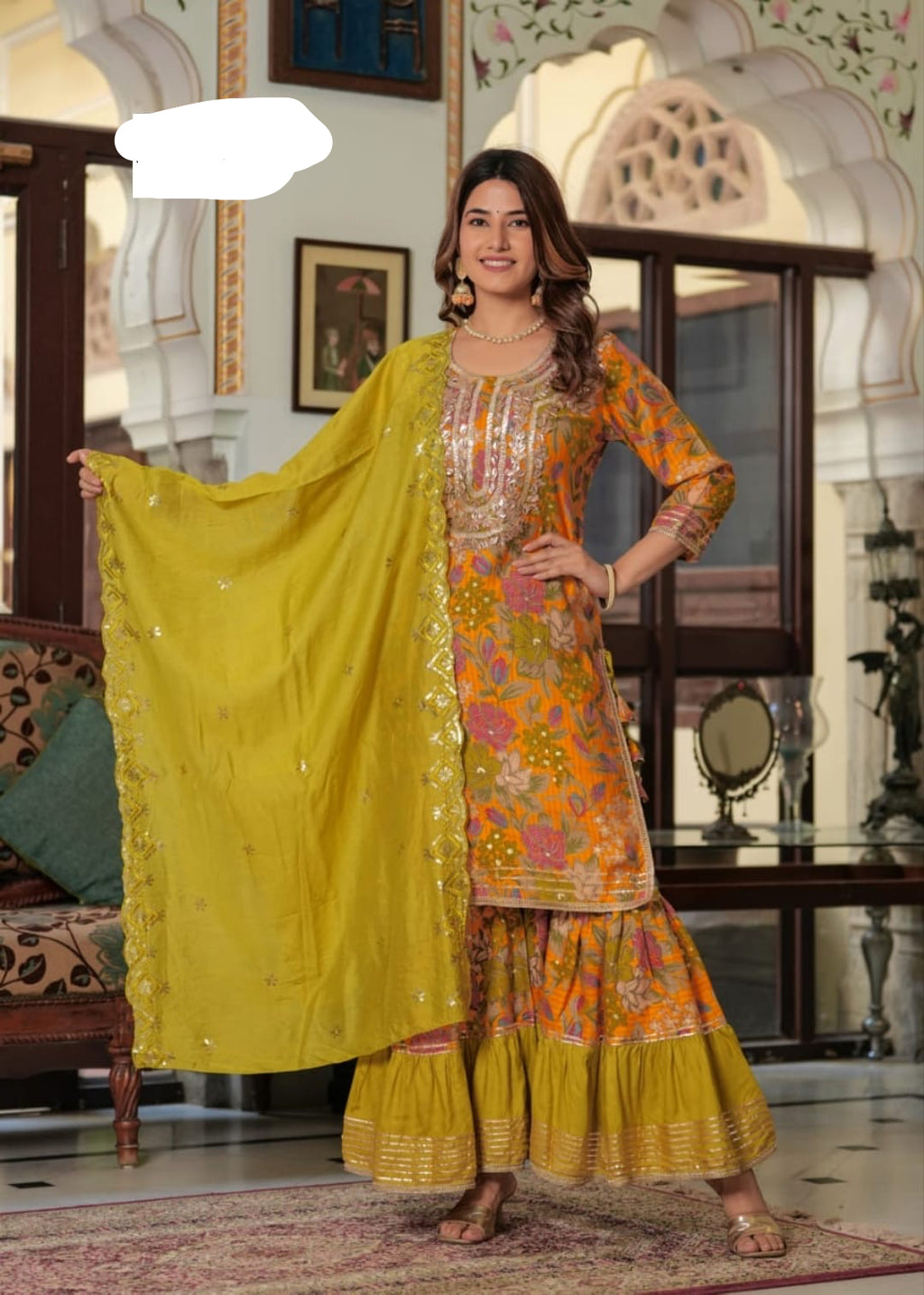 Modal silk Sharara Set with gotta Patti work