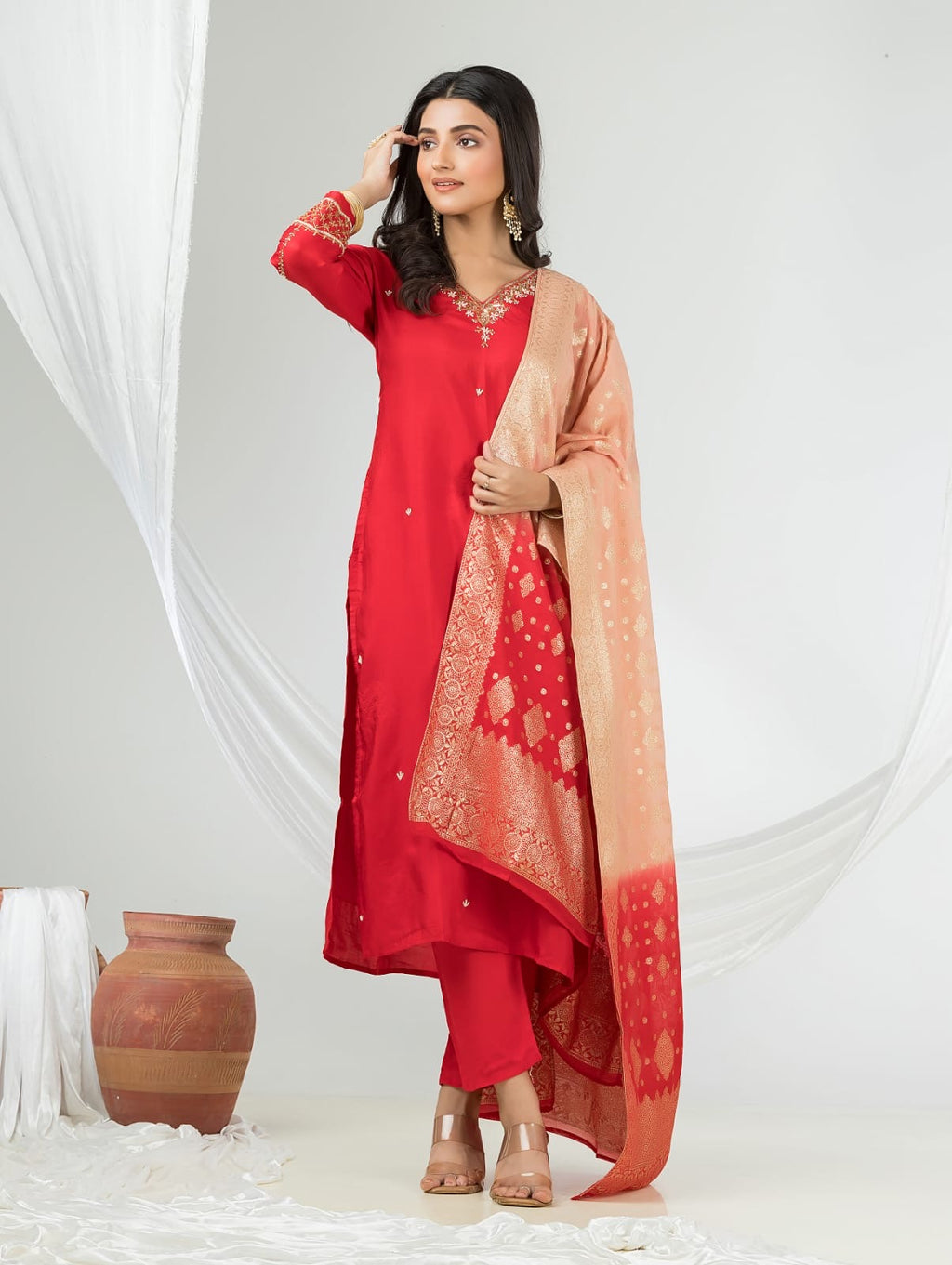 Dola Silk with handwork Kurta Set