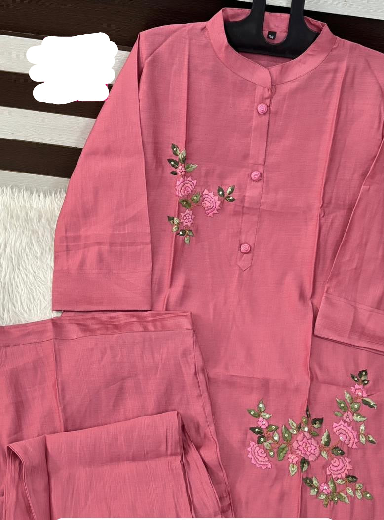 Cotton Coord Set with embroidery