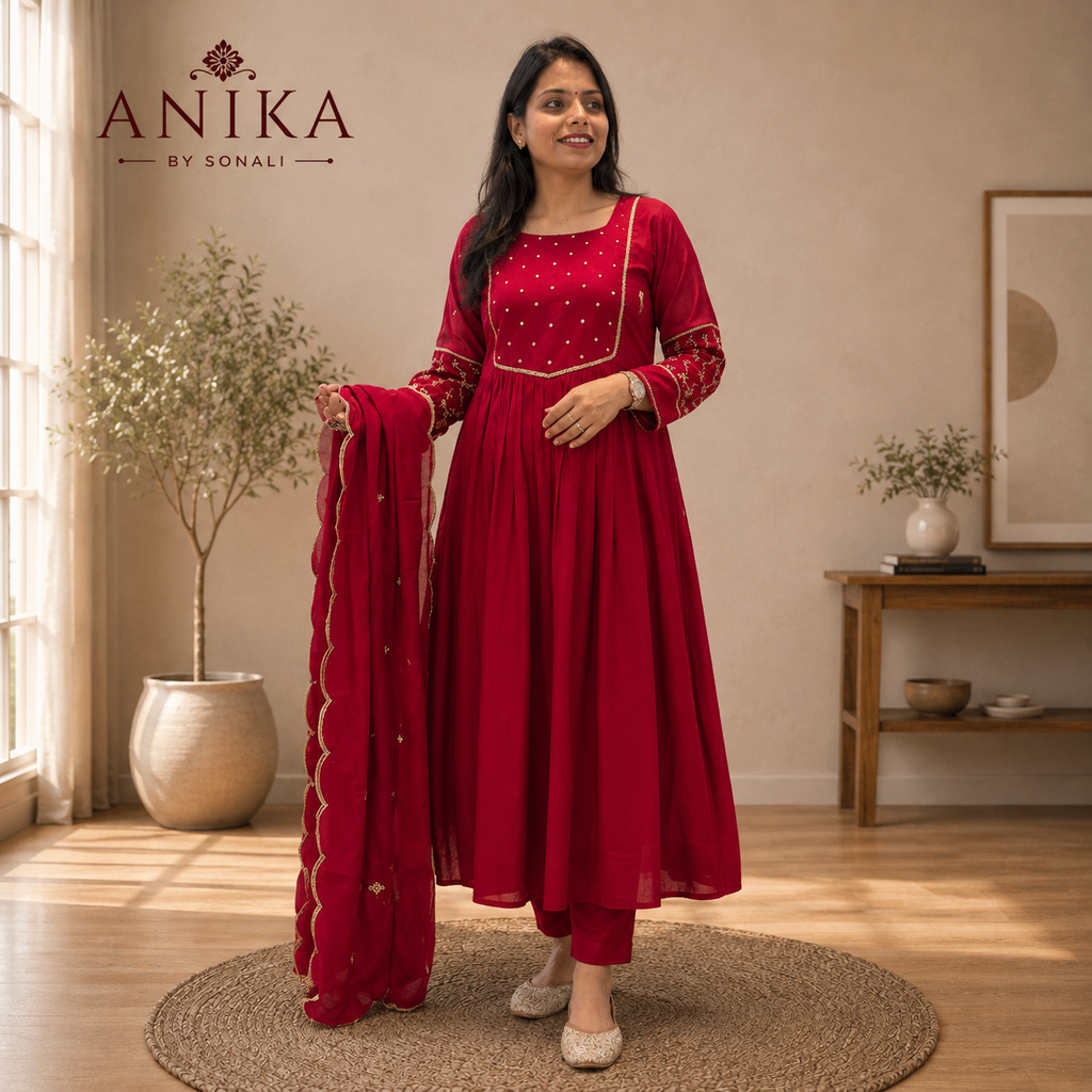 Mal Chanderi Handwork Kurta Set