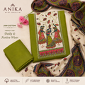 Jam Cotton Kurta Set with Thread Work and kalamkari dupatta