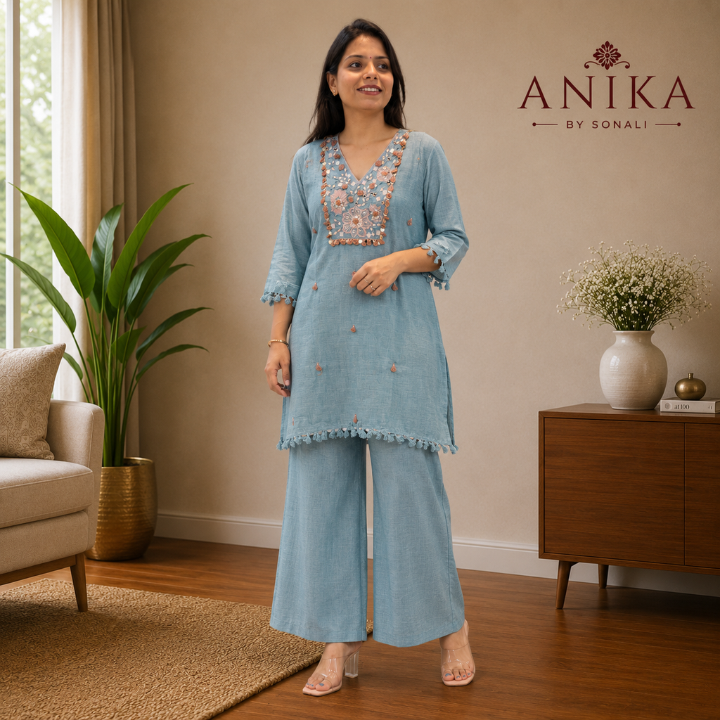 Pure Cotton Coord Set with Beautiful Handwork