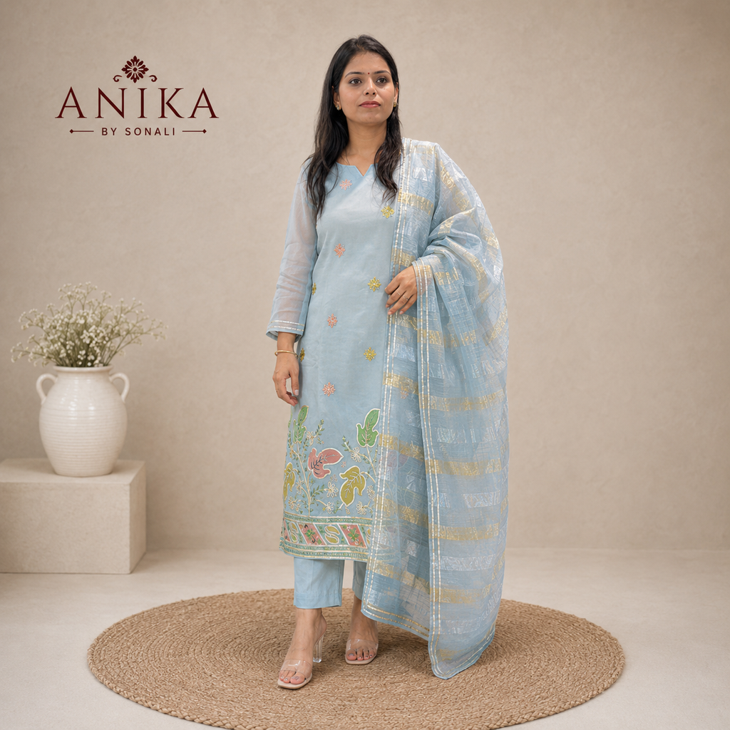 Soft Premium Tissue Kurta Set with gotta Patti detailing