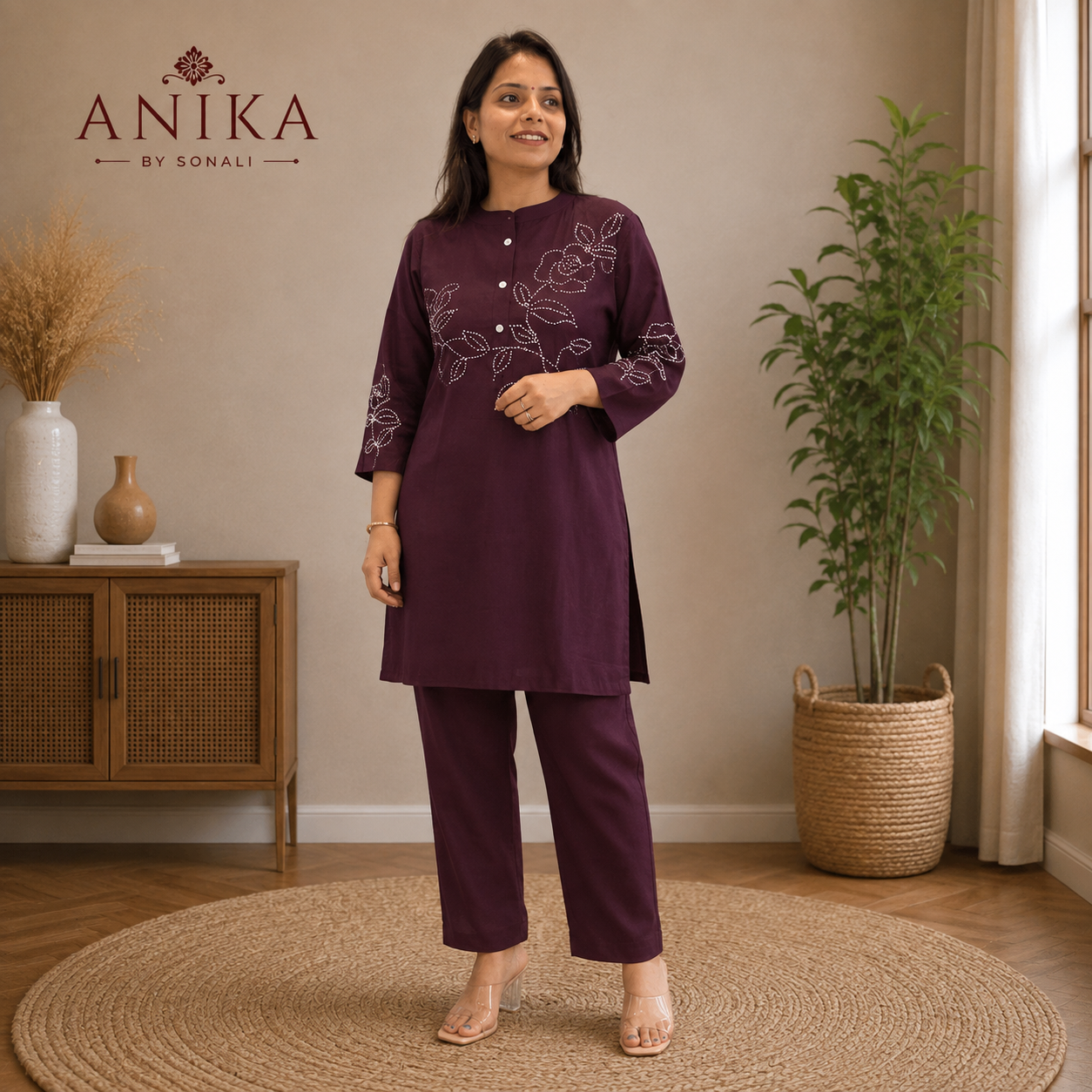 Maslin Coord set With Thread Work