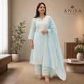 Luxurious Chanderi Fabric Chikankari Kurta Set