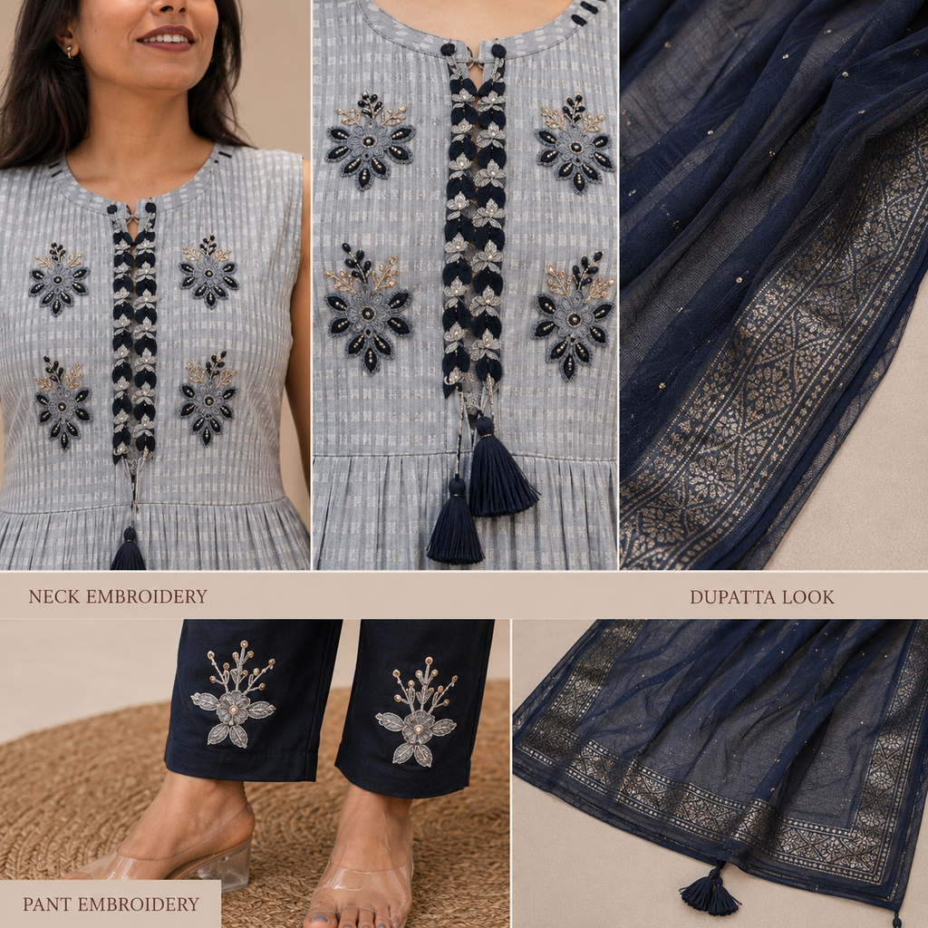 Premium Crepe Frock Style Kurta Set