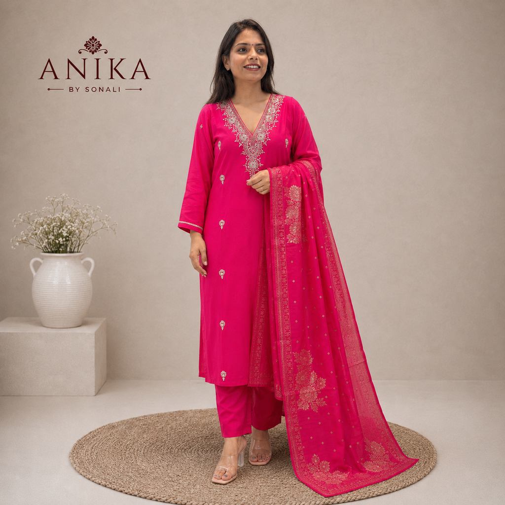 Mal Chanderi Kurta with handwork