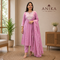 Pure Cotton With Thread Work Kurta Set