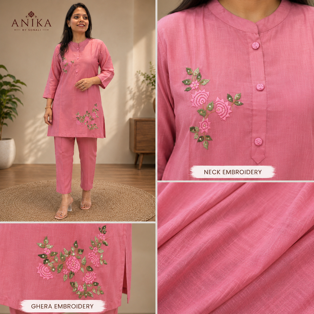 Cotton Coord Set with embroidery