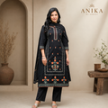 Peach Floral Straight Kurta Set