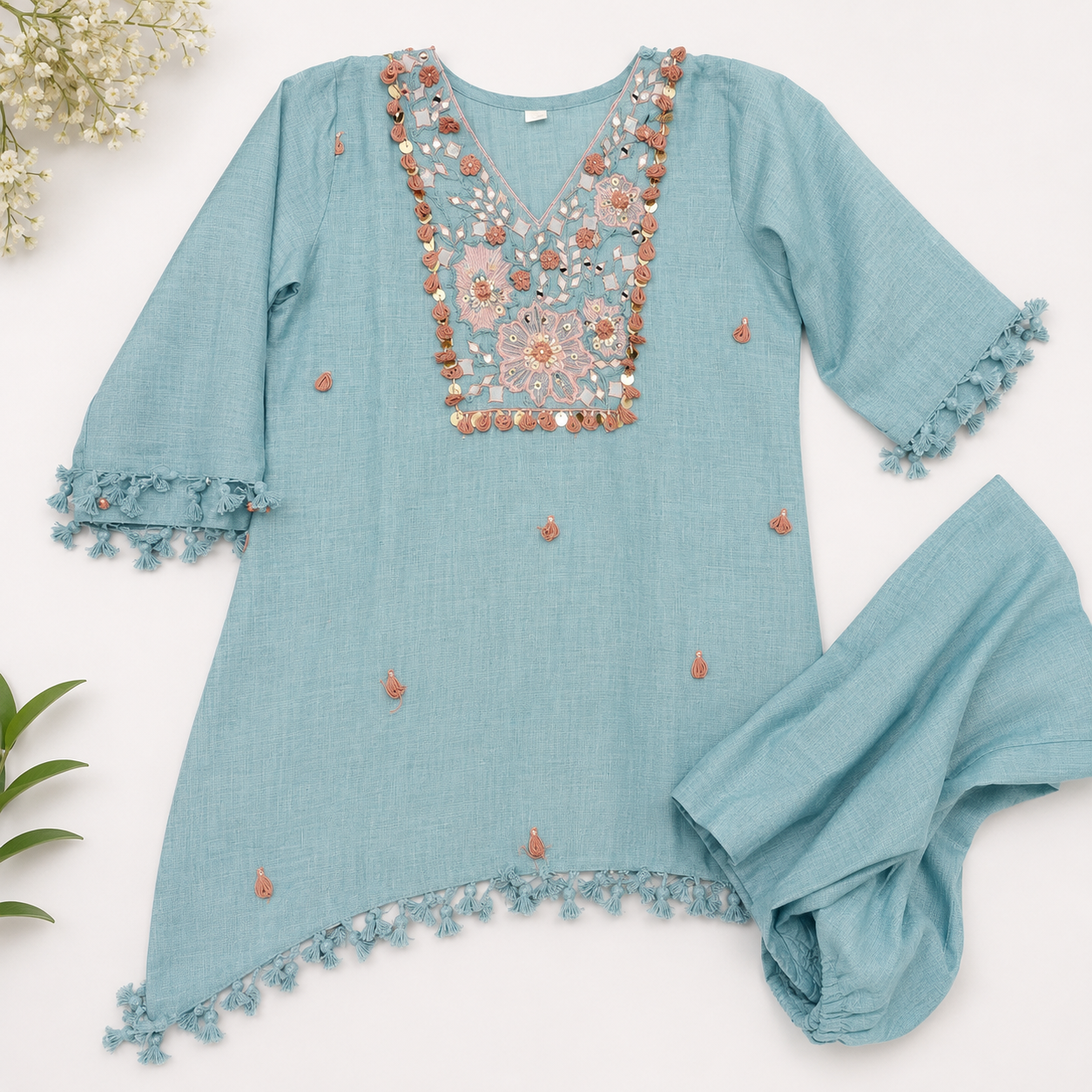 Pure Cotton Coord Set with Beautiful Handwork