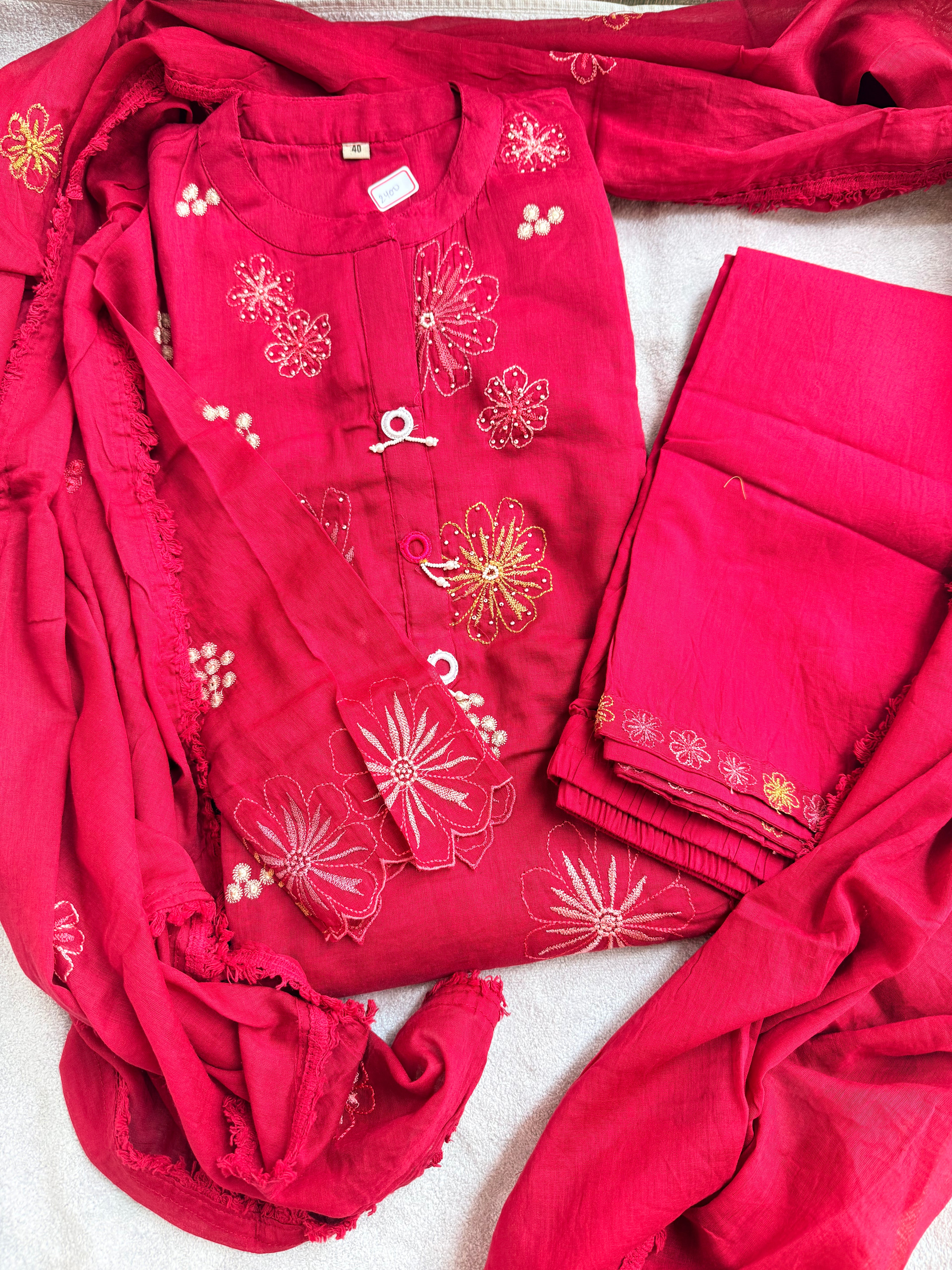Mal Cotton Thread Work Kurta set