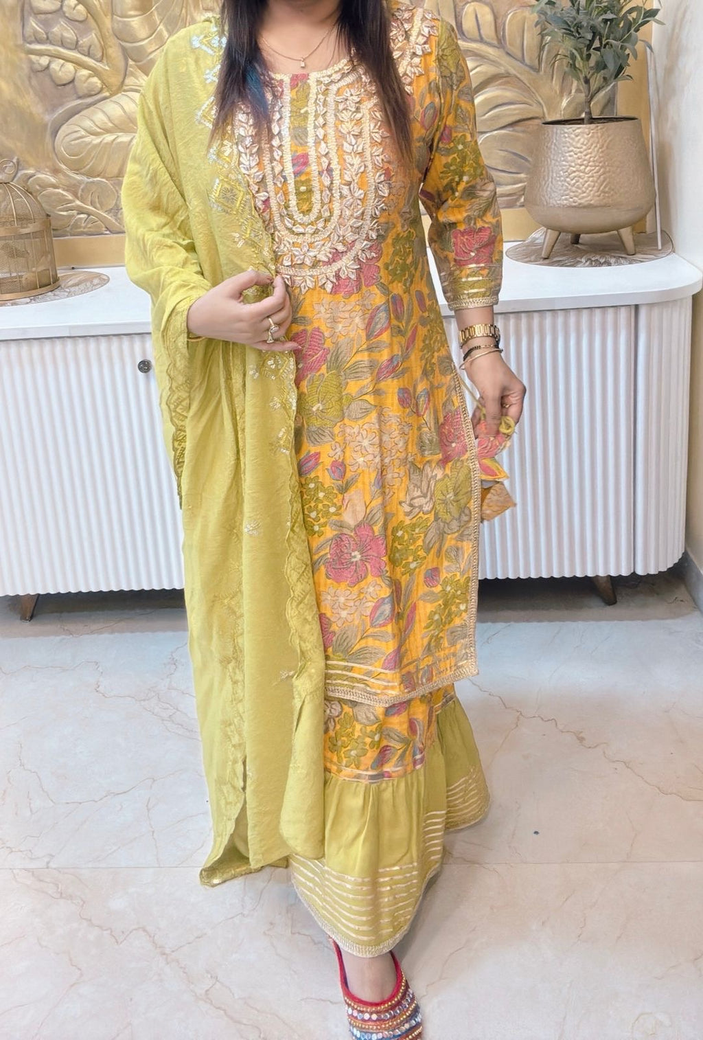 Modal silk Sharara Set with gotta Patti work