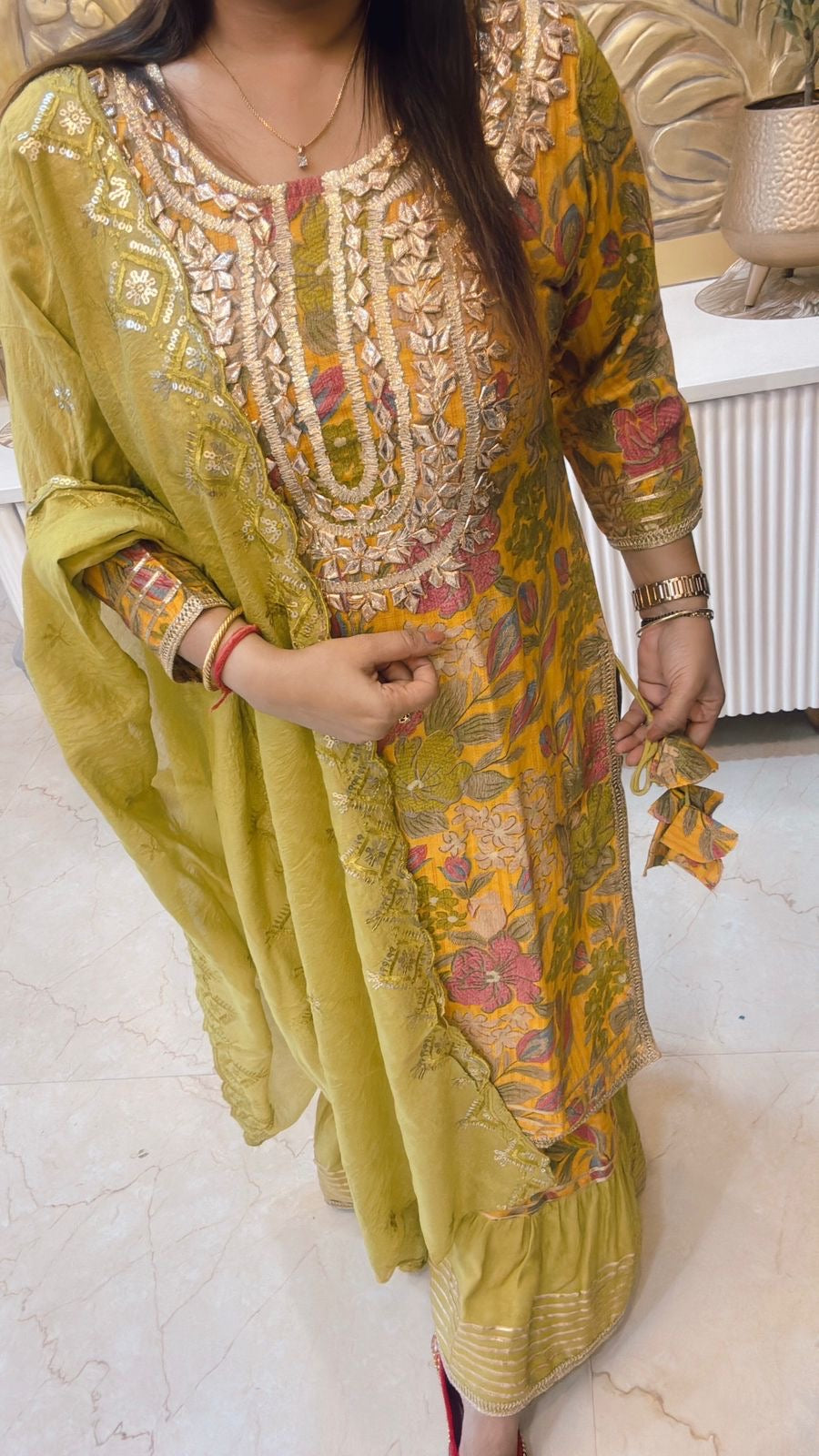 Modal silk Sharara Set with gotta Patti work